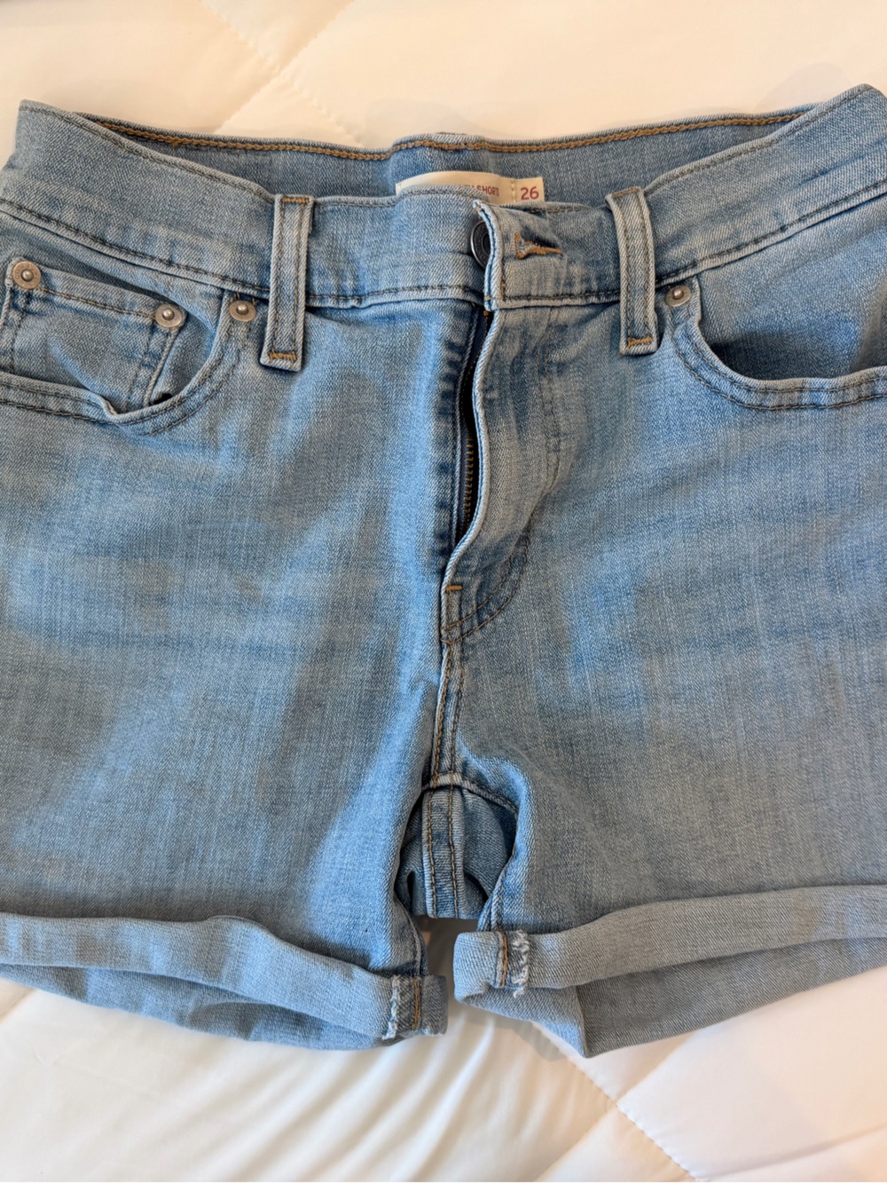 Levi's Light Blue Denim Shorts - Rolled Hem